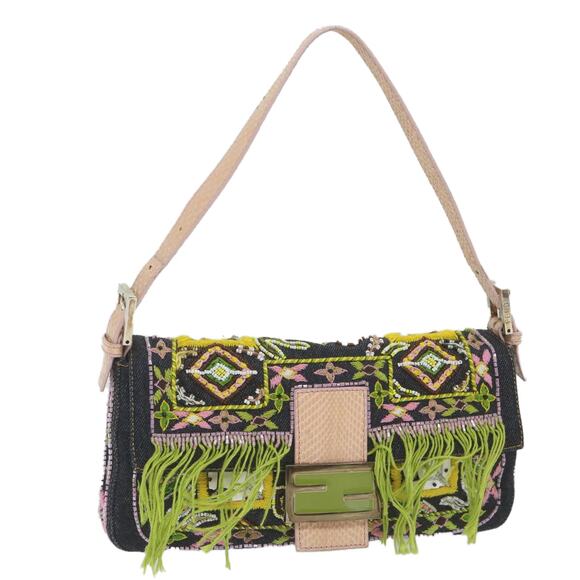 FENDI Mamma Baguette Shoulder Bag Denim Navy - Picture 1 of 13